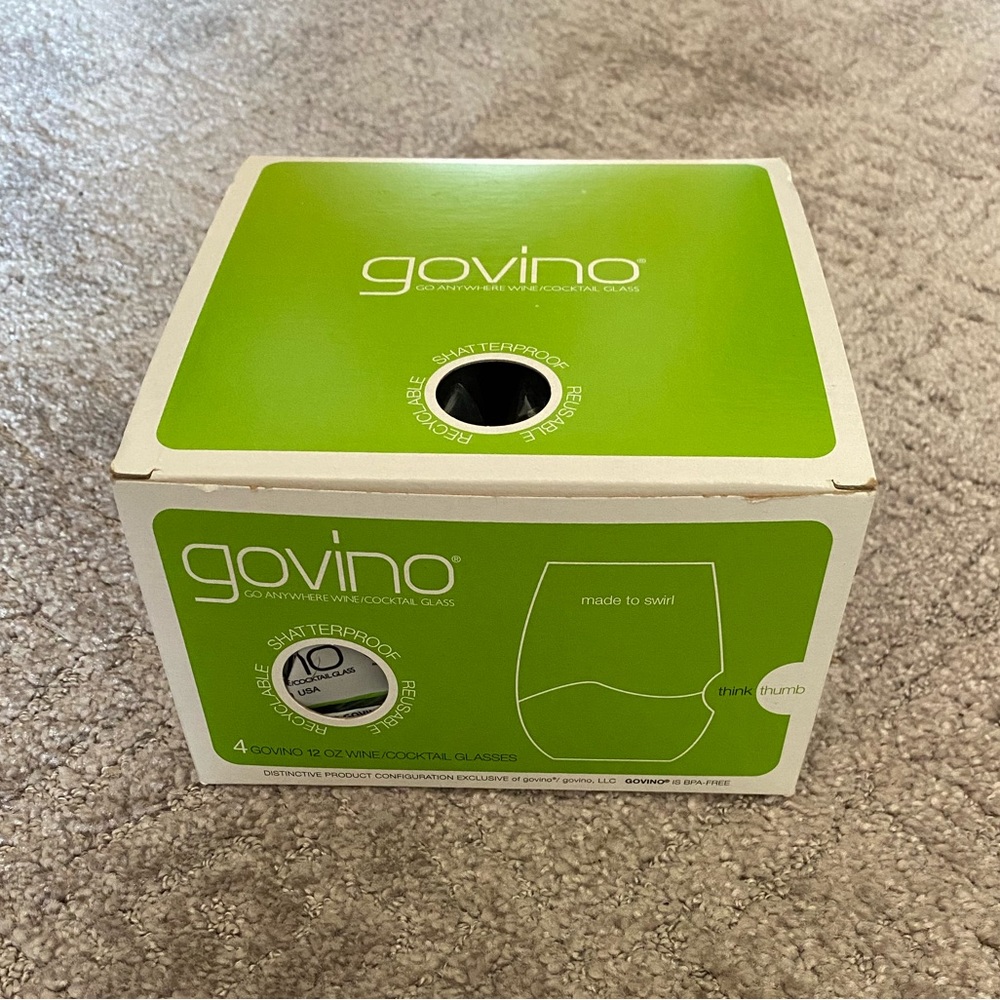 Govino 12oz (set of 4) shatterproof reusable wine glasses. New in box!